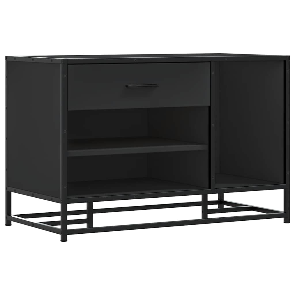 Banc à chaussures noir 80x40x53,5 cm bois d'ingénierie et métal Bancs coffres vidaXL   