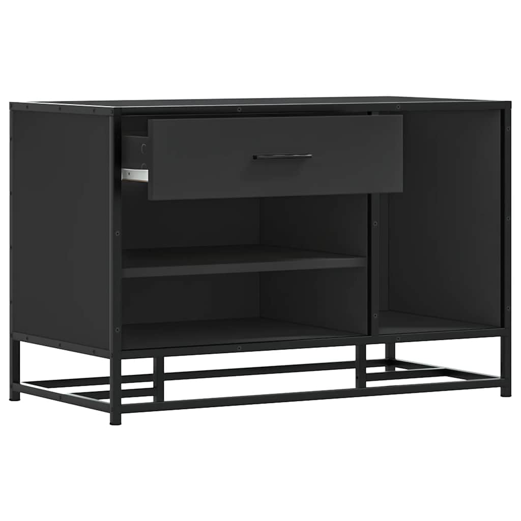 Banc à chaussures noir 80x40x53,5 cm bois d'ingénierie et métal Bancs coffres vidaXL   