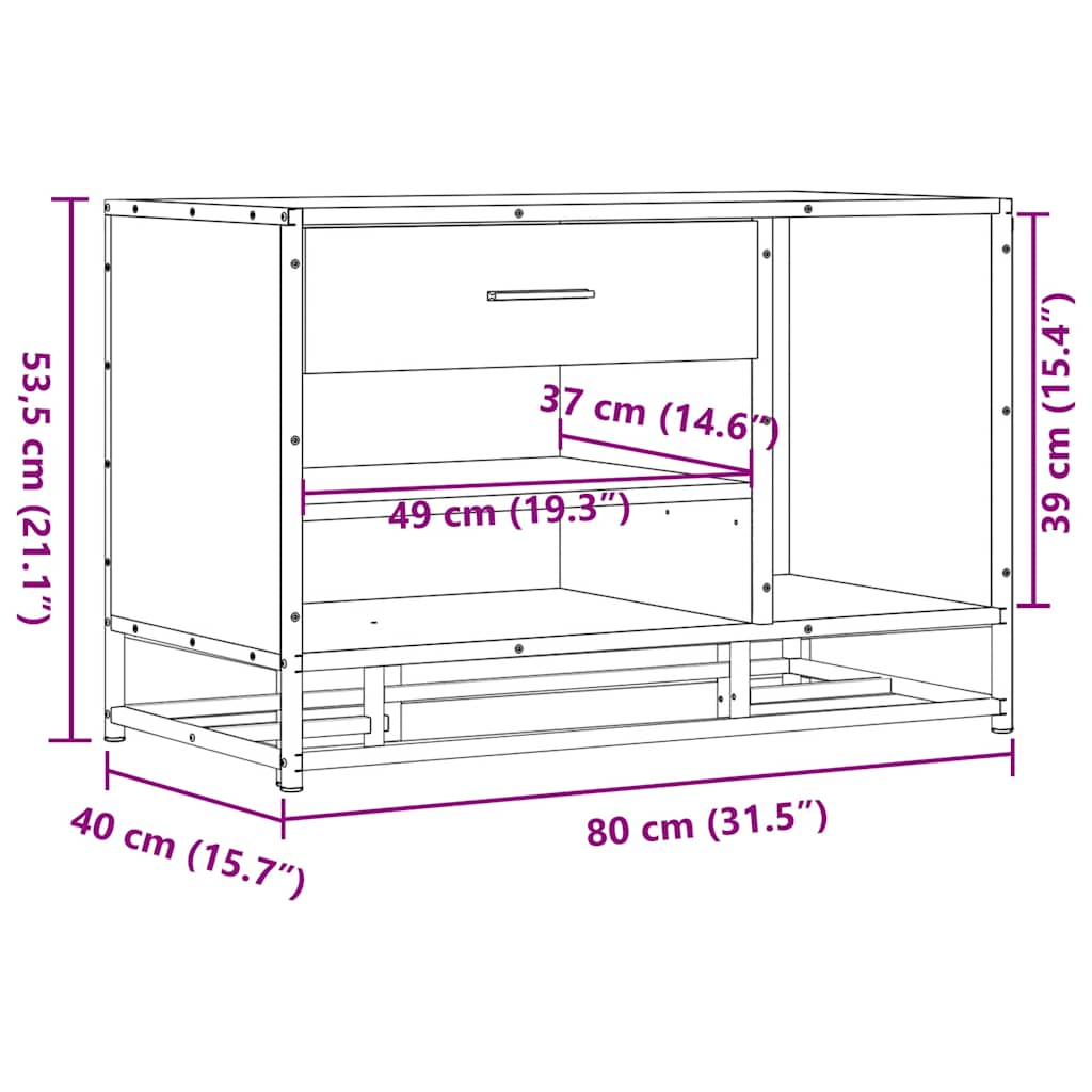 Banc à chaussures noir 80x40x53,5 cm bois d'ingénierie et métal Bancs coffres vidaXL   