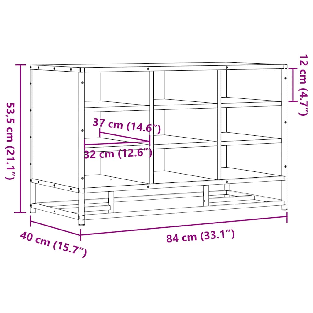 Banc à chaussures chêne sonoma bois d'ingénierie et métal Bancs coffres vidaXL   