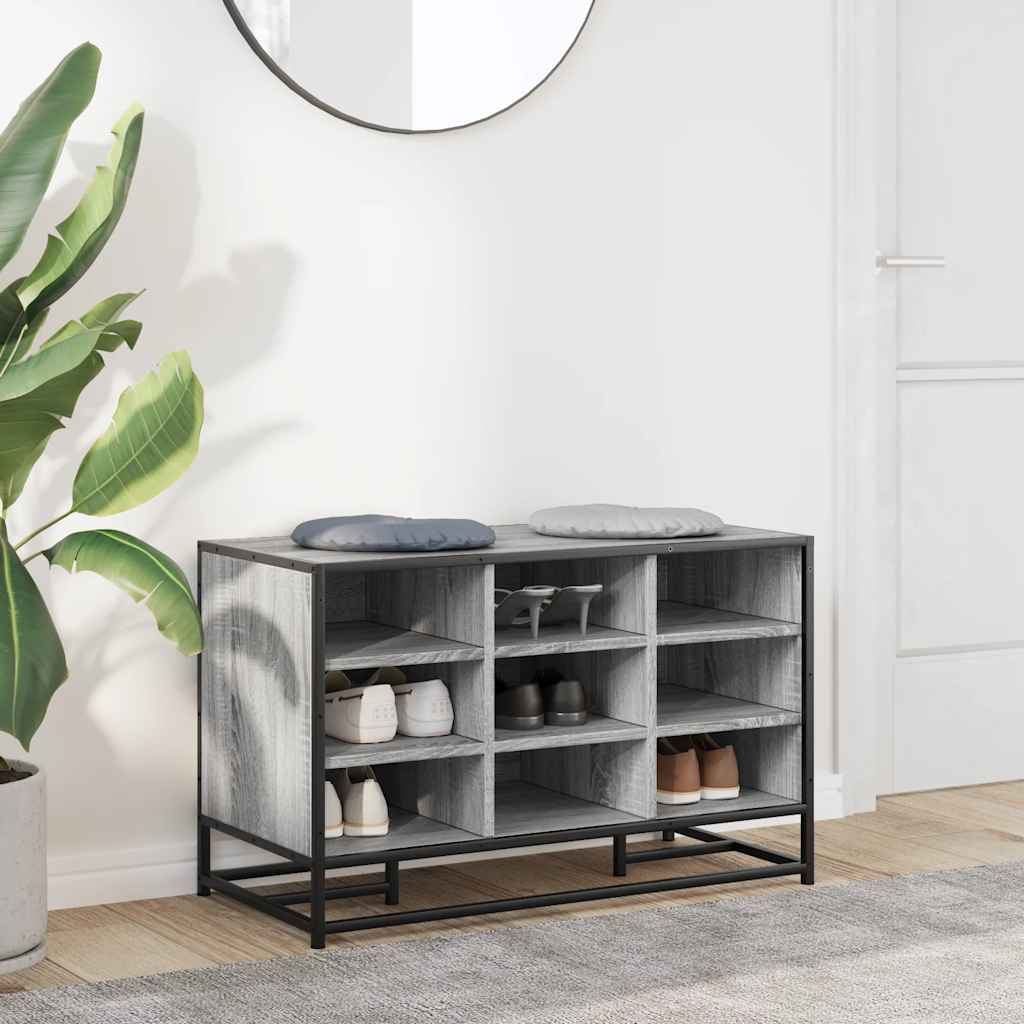 Banc à chaussures sonoma gris bois d'ingénierie et métal Bancs coffres vidaXL   