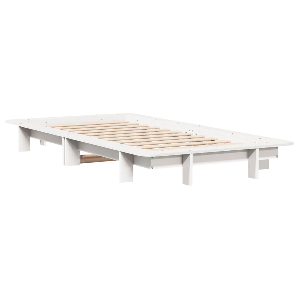 Cadre de lit blanc 100x200 cm bois de pin massif Lits & cadres de lit vidaXL   