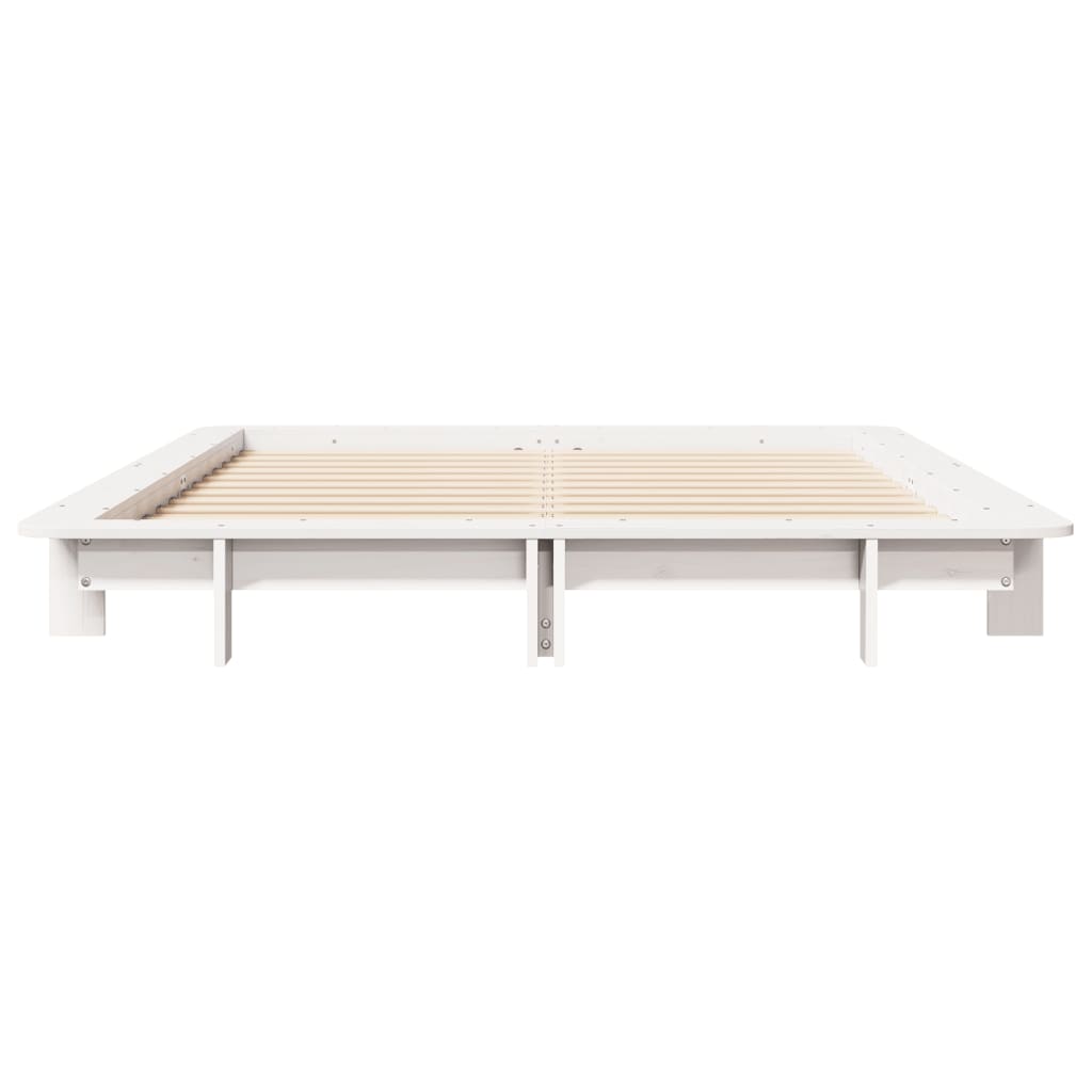 Cadre de lit Blanc 135x190 cm Bois de pin massif Lits & cadres de lit vidaXL   