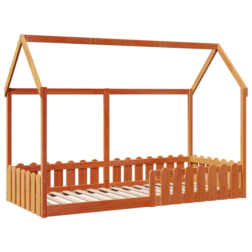 Cadre de lit d'enfants forme de maison 90x200cm bois massif pin Lits & cadres de lit vidaXL   