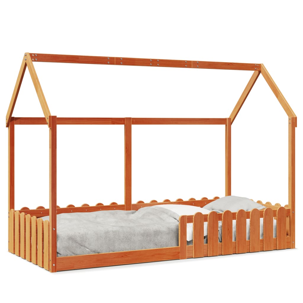 Cadre de lit d'enfants forme de maison 90x200cm bois massif pin Lits & cadres de lit vidaXL   