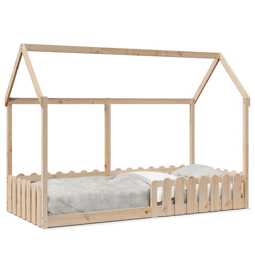 Cadre de lit d'enfants forme de maison 90x190cm bois massif pin Lits & cadres de lit vidaXL   