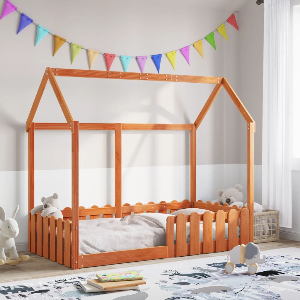 Cadre de lit d'enfants forme de maison 80x160cm bois pin massif Lits & cadres de lit vidaXL   