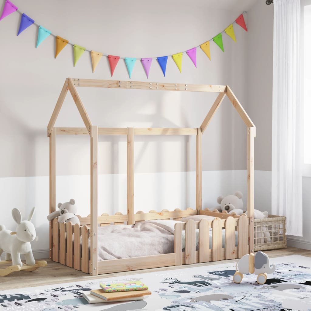 Cadre de lit d'enfants forme de maison 70x140cm bois pin massif Lits & cadres de lit vidaXL   