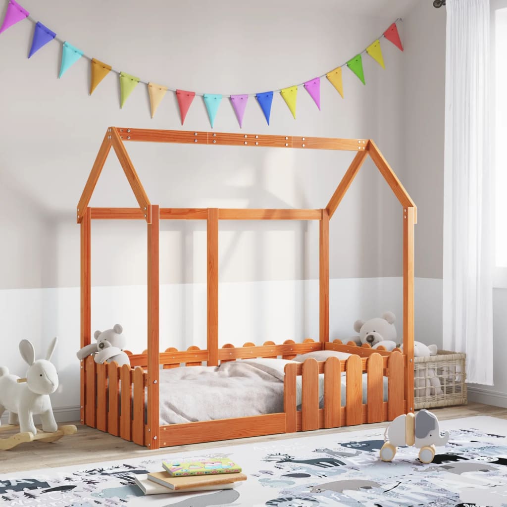 Cadre de lit d'enfants forme de maison 70x140cm bois pin massif Lits & cadres de lit vidaXL   