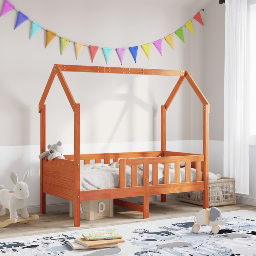 Cadre de lit d'enfants forme de maison 70x140cm bois pin massif Lits & cadres de lit vidaXL   