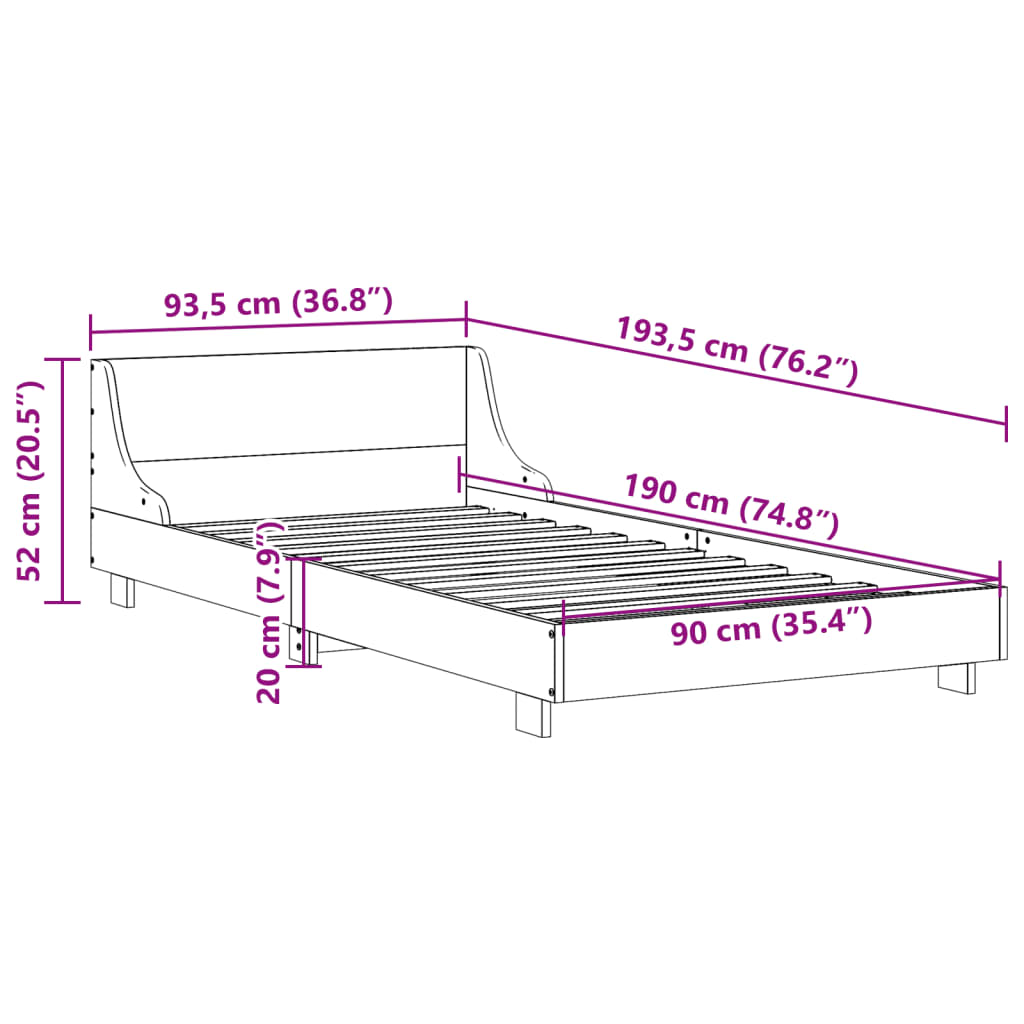 Cadre de lit avec tête de lit cire marron 90x190 cm bois de pin Lits & cadres de lit vidaXL   