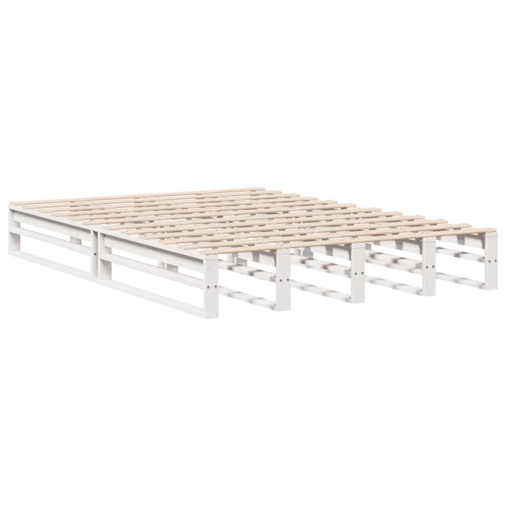 Cadre de lit Blanc 135x190 cm Bois de pin massif Lits & cadres de lit vidaXL   