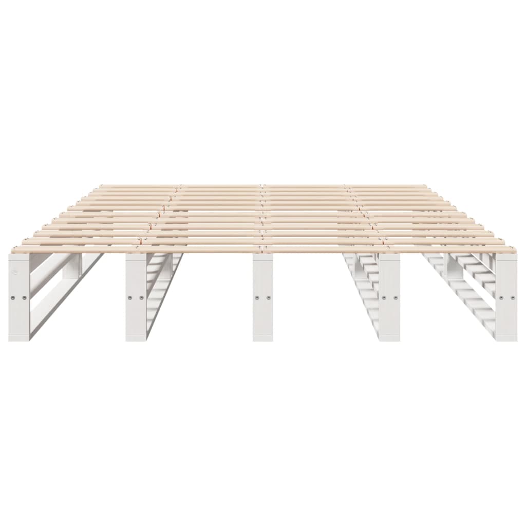 Cadre de lit Blanc 135x190 cm Bois de pin massif Lits & cadres de lit vidaXL   