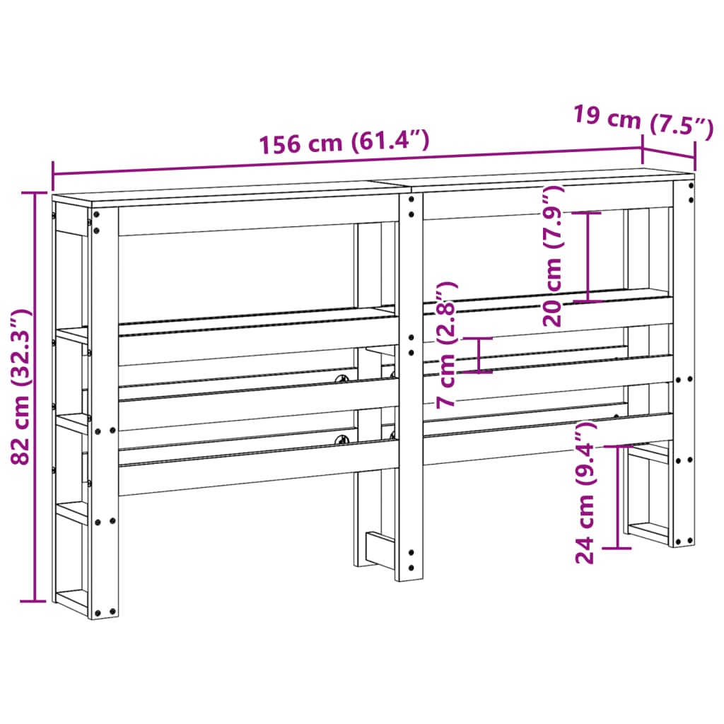 Tête de lit avec étagères blanc 150 cm bois massif de pin Têtes et pieds de lit vidaXL   