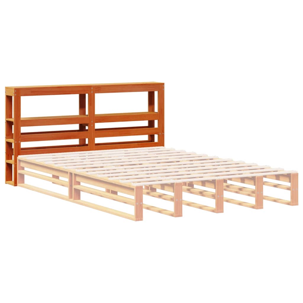 Tête de lit avec étagères marron cire 120 cm bois massif de pin Têtes et pieds de lit vidaXL   