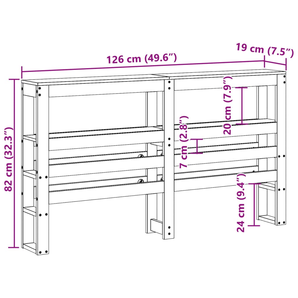 Tête de lit avec étagères marron cire 120 cm bois massif de pin Têtes et pieds de lit vidaXL   