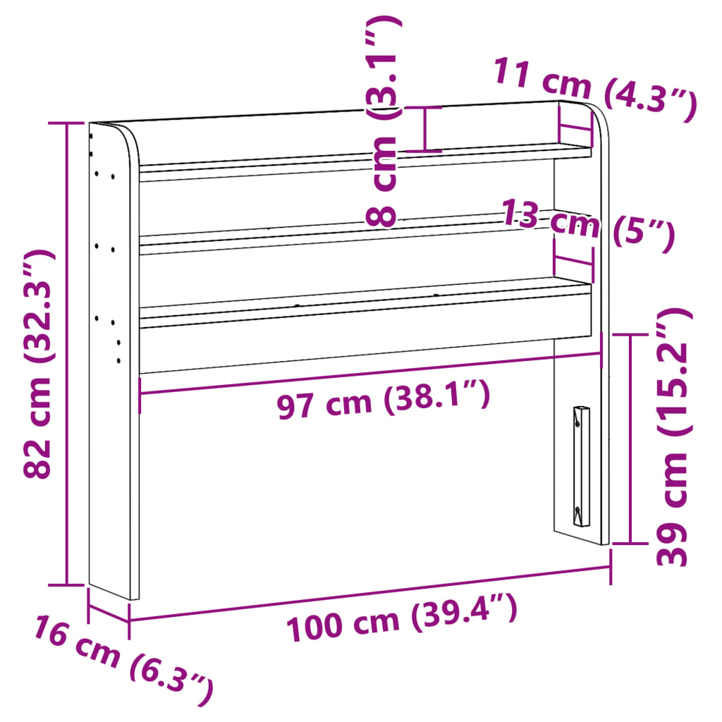 Tête de lit avec étagères marron cire 90 cm bois massif de pin Têtes et pieds de lit vidaXL   