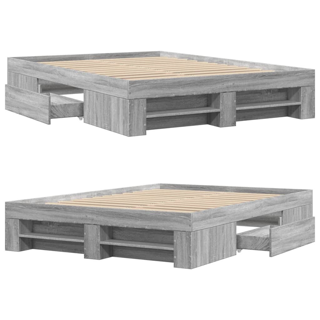 Cadre de lit sonoma gris 140x190 cm bois d'ingénierie Lits & cadres de lit vidaXL   