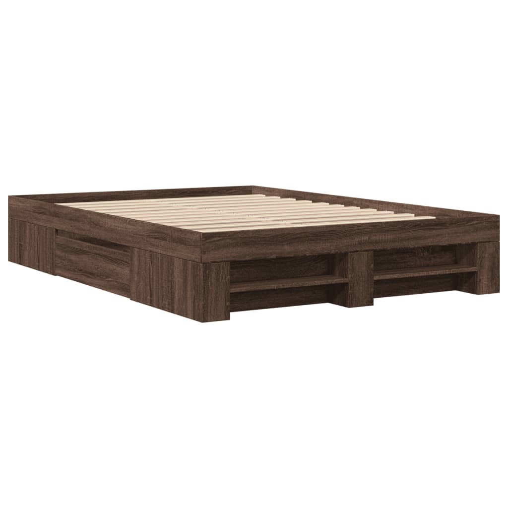 Cadre de lit chêne marron 140x190 cm bois d'ingénierie Lits & cadres de lit vidaXL   