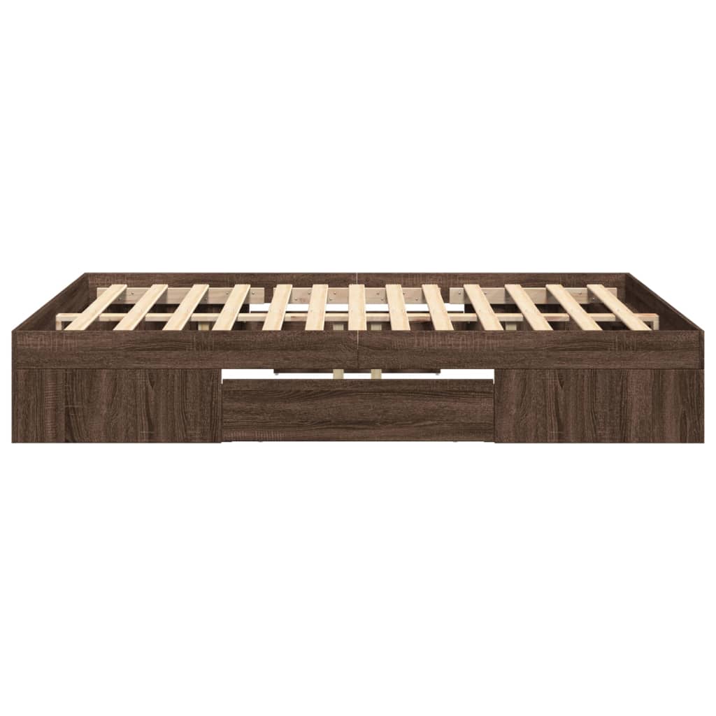 Cadre de lit chêne marron 140x190 cm bois d'ingénierie Lits & cadres de lit vidaXL   