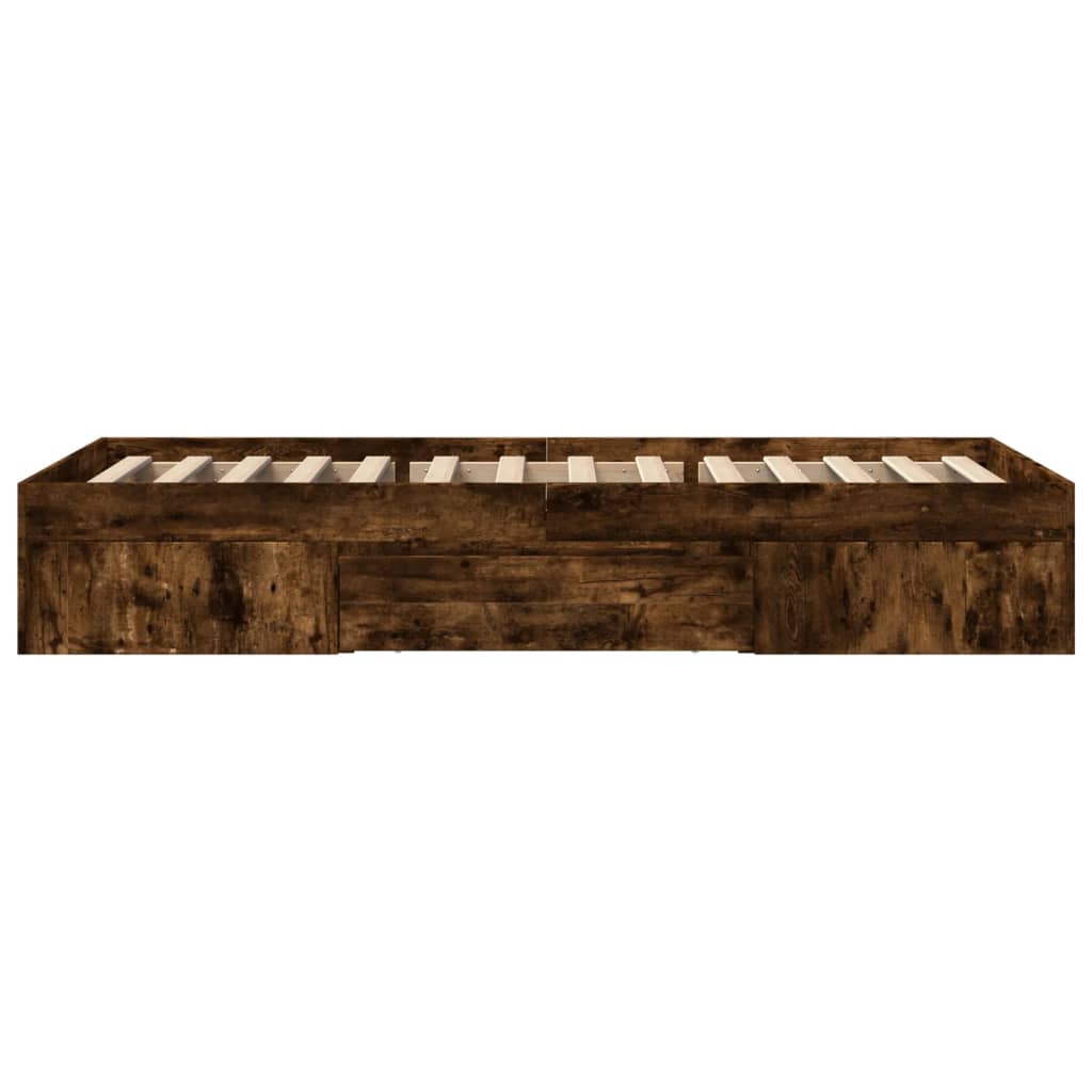 Cadre de lit chêne fumé 90x190 cm bois d'ingénierie Lits & cadres de lit vidaXL   