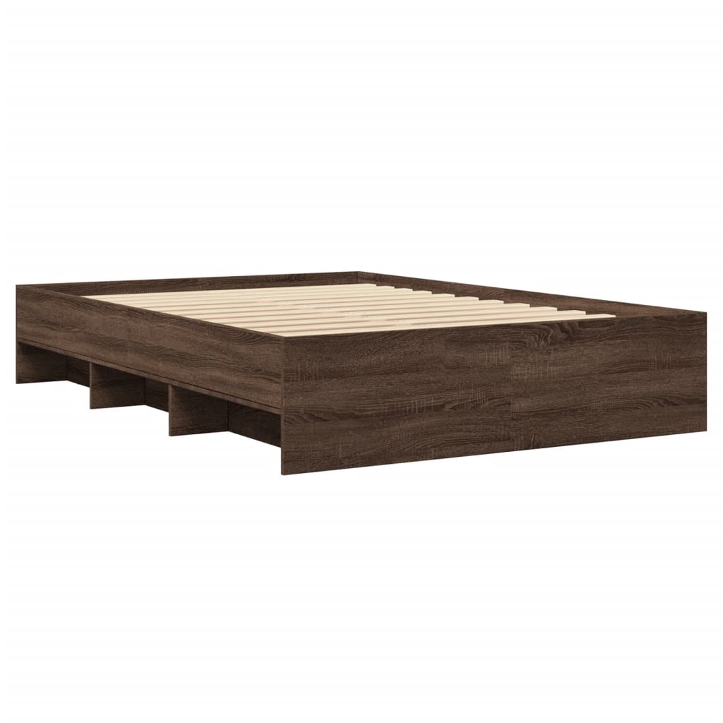 Cadre de lit chêne marron 140x190 cm bois d'ingénierie Lits & cadres de lit vidaXL   