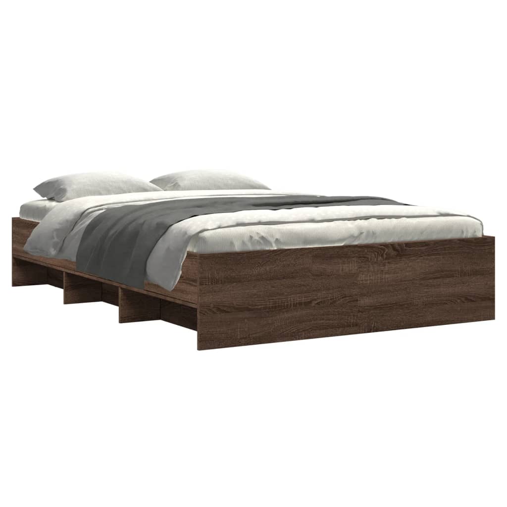 Cadre de lit chêne marron 140x190 cm bois d'ingénierie Lits & cadres de lit vidaXL   