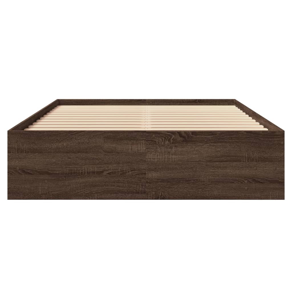 Cadre de lit chêne marron 140x190 cm bois d'ingénierie Lits & cadres de lit vidaXL   