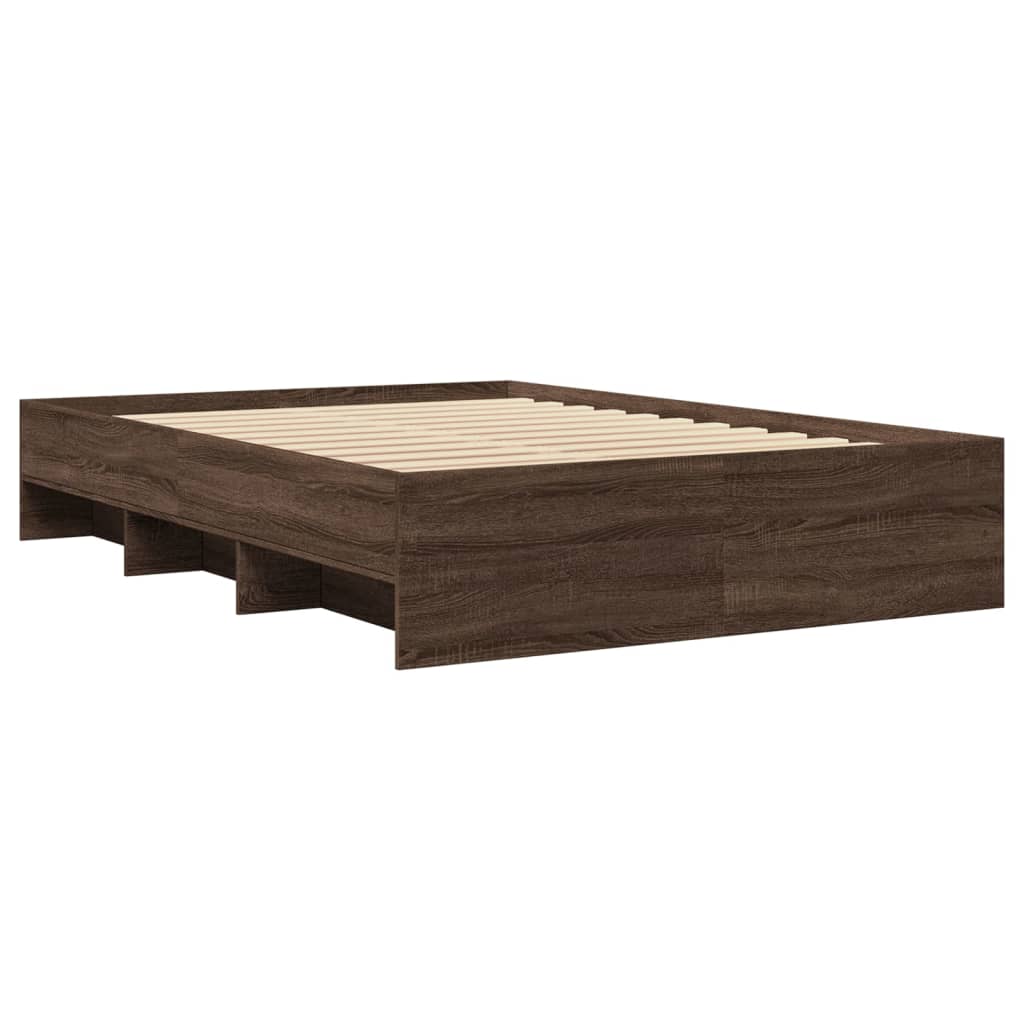 Cadre de lit chêne marron 140x190 cm bois d'ingénierie Lits & cadres de lit vidaXL   