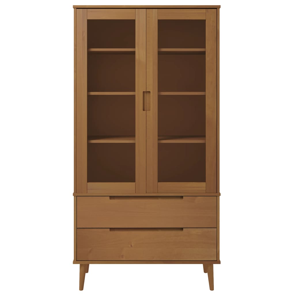 Armoire à vitrine MOLDE Marron 90x35x175 cm Bois de pin massif Bibliothèques vidaXL   