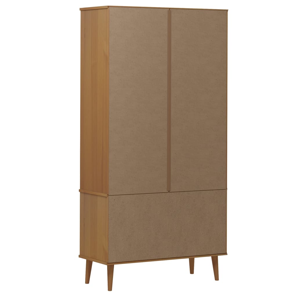 Armoire à vitrine MOLDE Marron 90x35x175 cm Bois de pin massif Bibliothèques vidaXL   