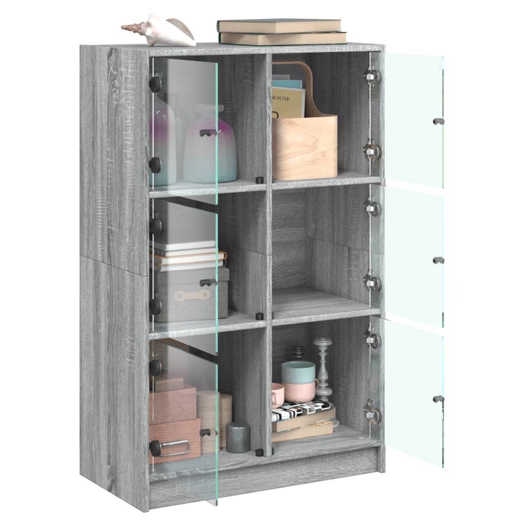 Image Buffet haut avec portes gris sonoma 68x37x109cm bois ingénierie | Xios Store SNC vidaXL Xios Store SNC