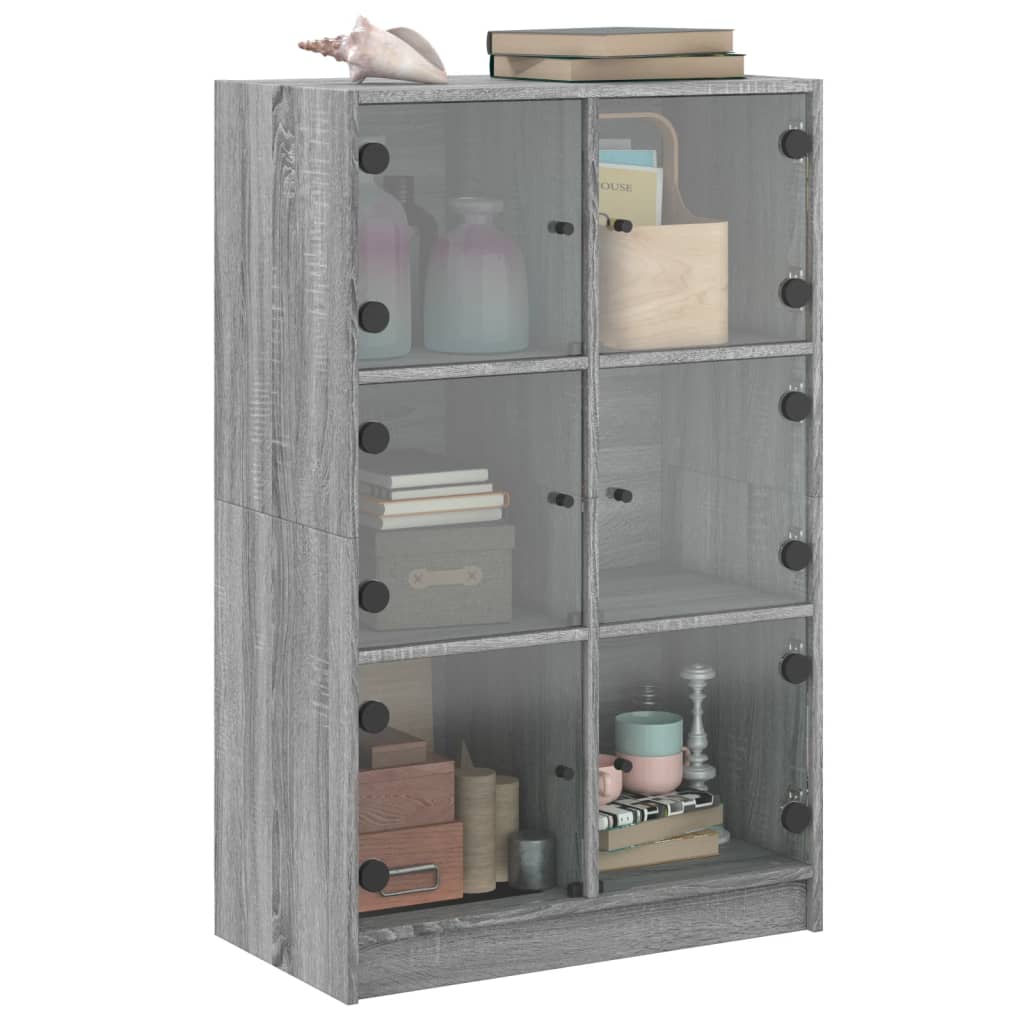 Image Buffet haut avec portes gris sonoma 68x37x109cm bois ingénierie | Xios Store SNC vidaXL Xios Store SNC