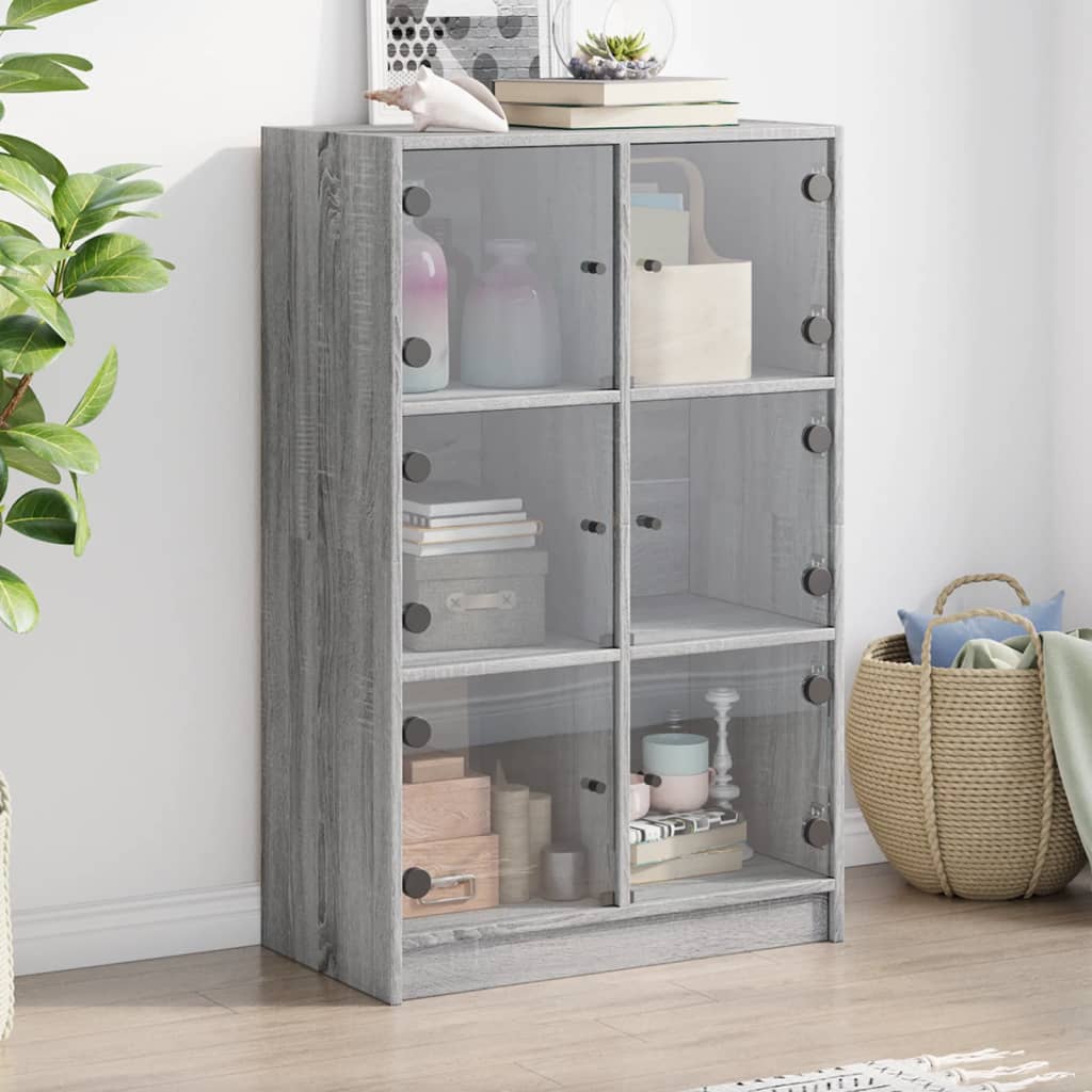 Image Buffet haut avec portes gris sonoma 68x37x109cm bois ingénierie | Xios Store SNC vidaXL Xios Store SNC