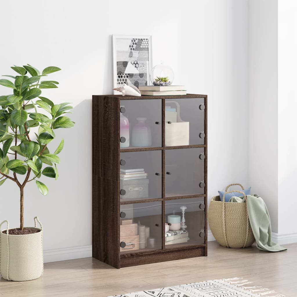 Image Buffet haut avec portes chêne marron bois d'ingénierie | Xios Store SNC vidaXL Xios Store SNC