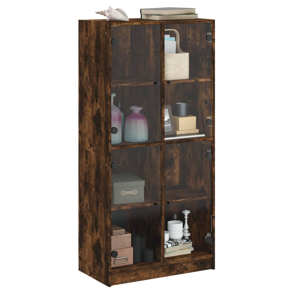 Image Buffet haut avec portes chêne fumé 68x37x142 cm bois ingénierie | Xios Store SNC vidaXL Xios Store SNC