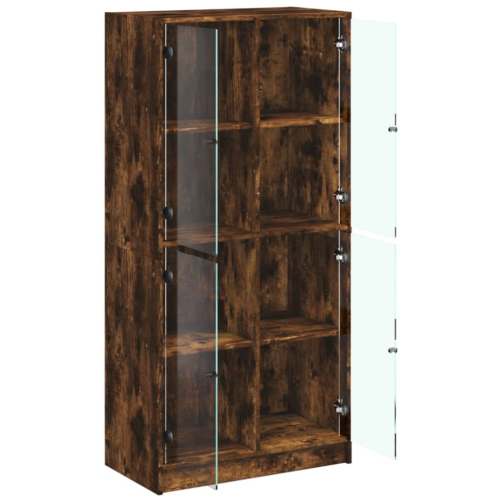 Image Buffet haut avec portes chêne fumé 68x37x142 cm bois ingénierie | Xios Store SNC vidaXL Xios Store SNC