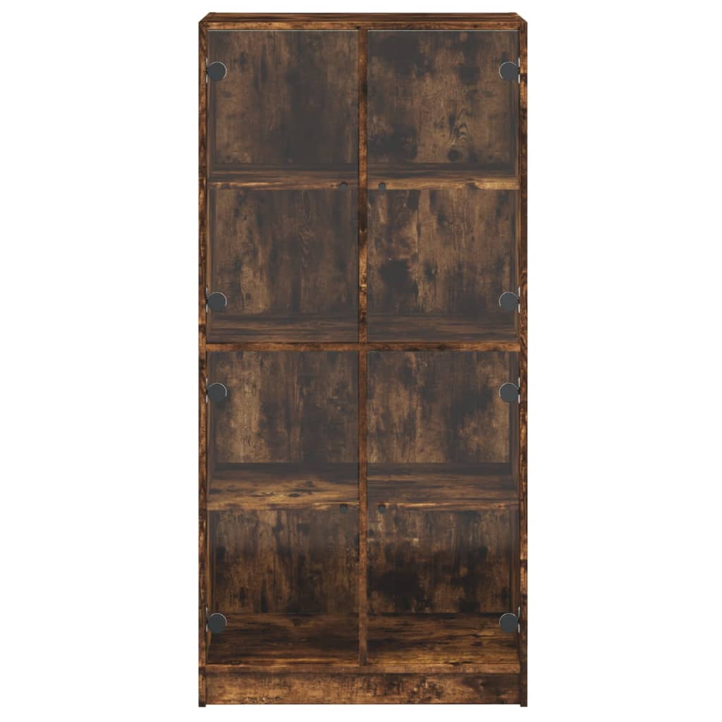 Image Buffet haut avec portes chêne fumé 68x37x142 cm bois ingénierie | Xios Store SNC vidaXL Xios Store SNC