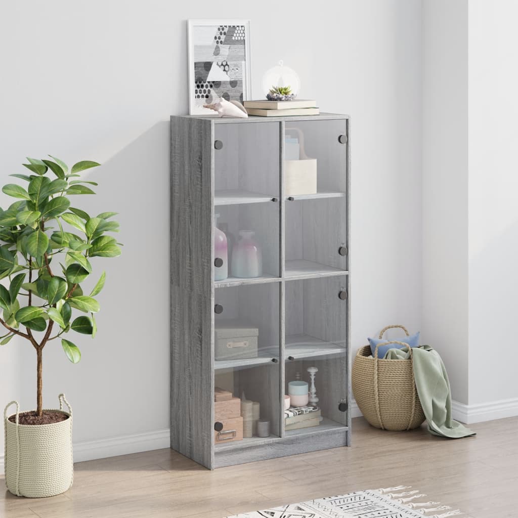 Image Buffet haut avec portes gris sonoma 68x37x142cm bois ingénierie | Xios Store SNC vidaXL Xios Store SNC