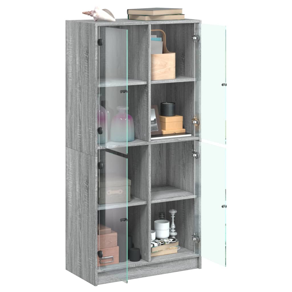 Image Buffet haut avec portes gris sonoma 68x37x142cm bois ingénierie | Xios Store SNC vidaXL Xios Store SNC