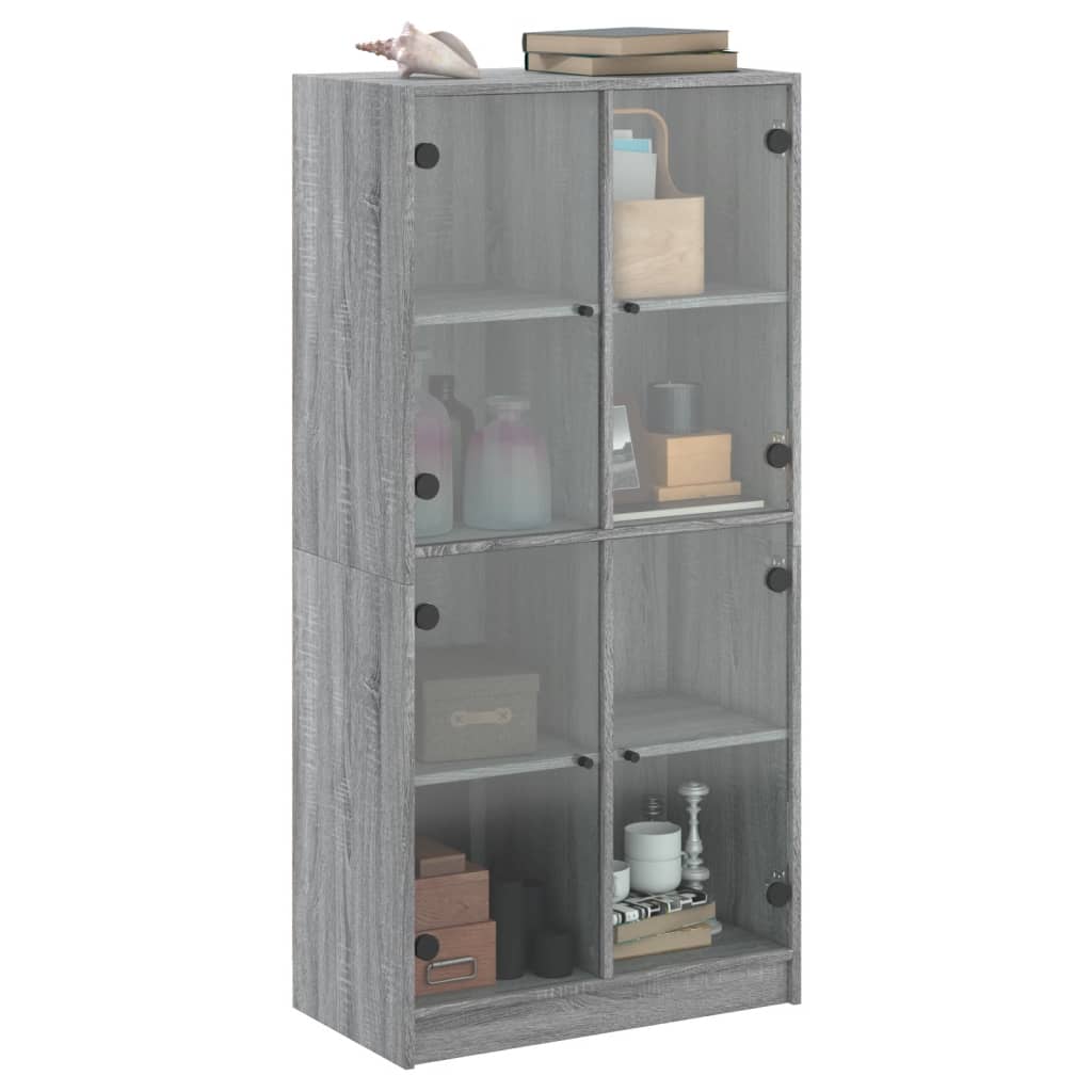 Image Buffet haut avec portes gris sonoma 68x37x142cm bois ingénierie | Xios Store SNC vidaXL Xios Store SNC