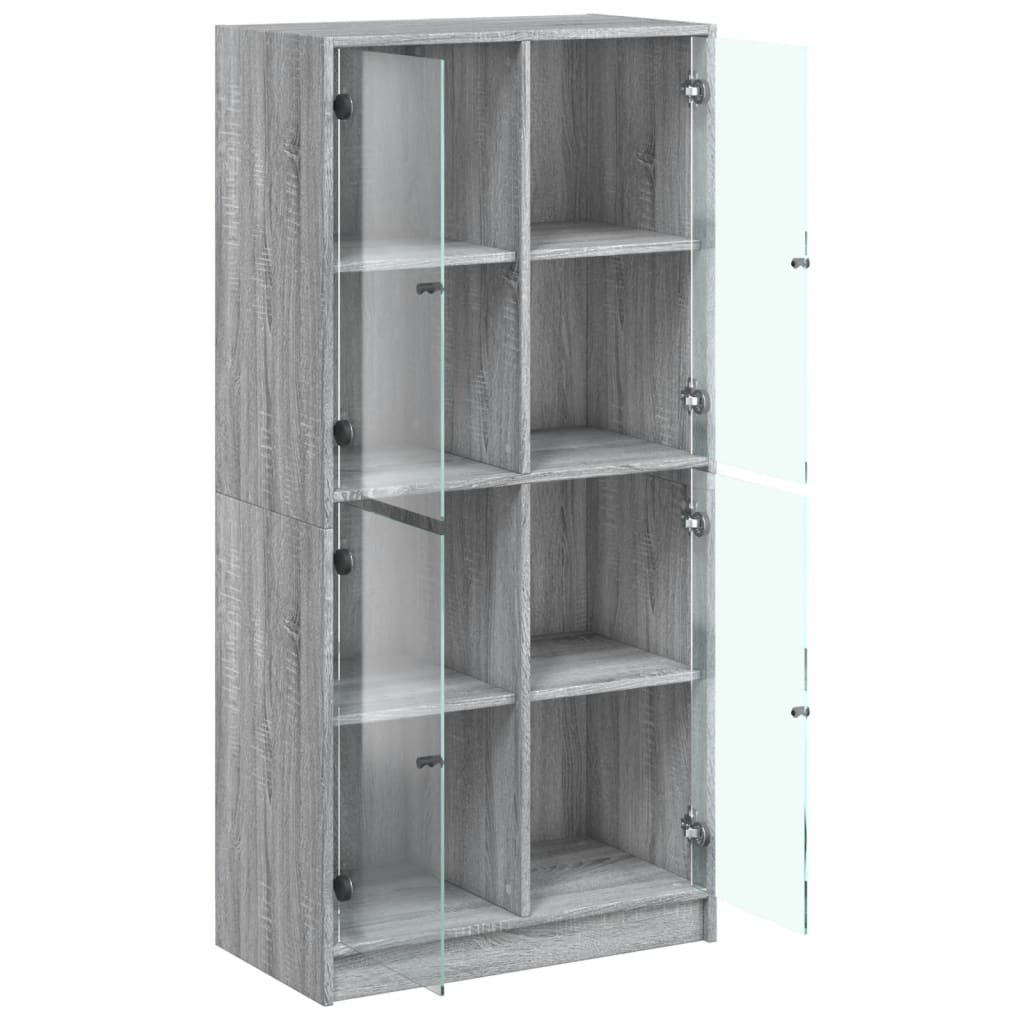 Image Buffet haut avec portes gris sonoma 68x37x142cm bois ingénierie | Xios Store SNC vidaXL Xios Store SNC