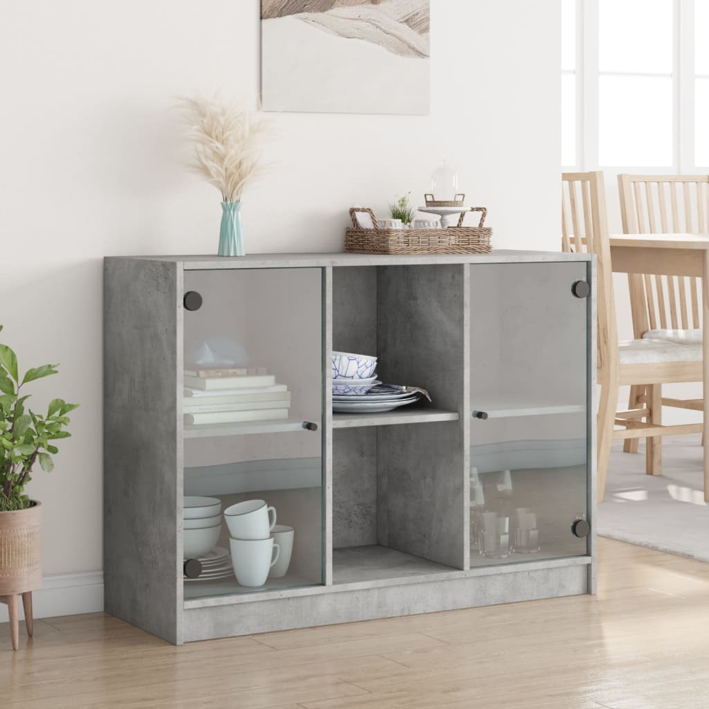 Image Buffet gris béton 102x37x75,5 cm bois d'ingénierie | Xios Store SNC vidaXL Xios Store SNC