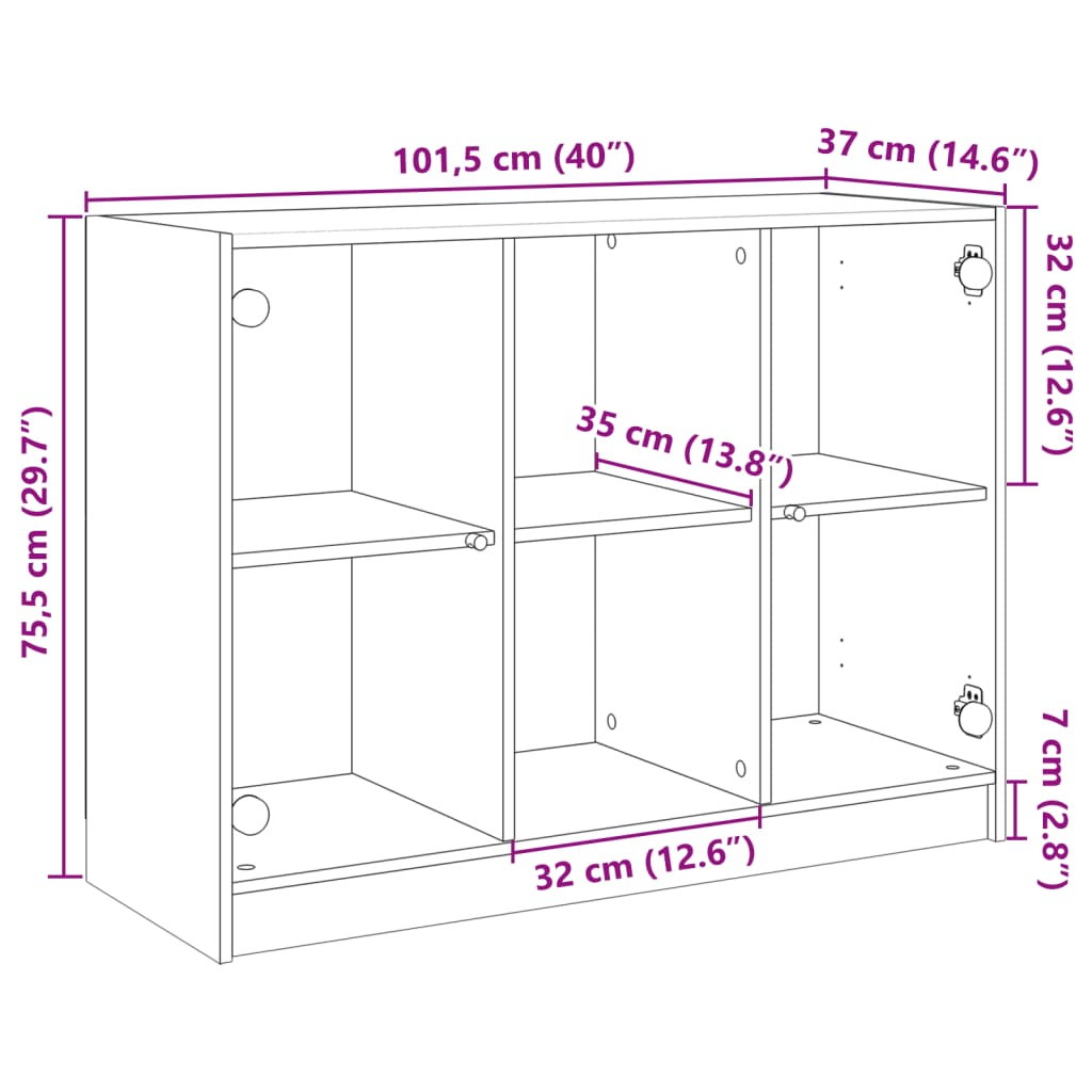 Image Buffet gris béton 102x37x75,5 cm bois d'ingénierie | Xios Store SNC vidaXL Xios Store SNC