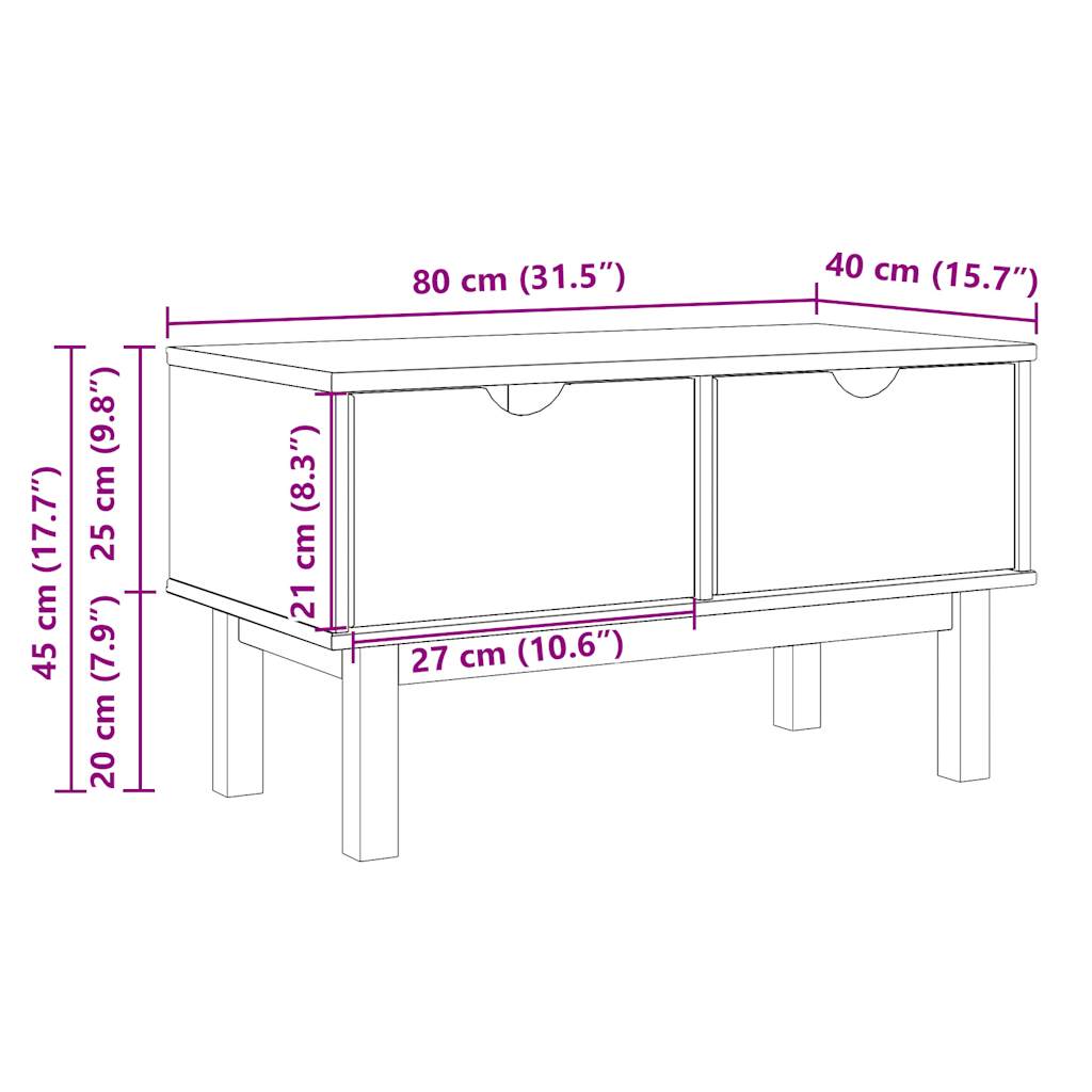 Banc de couloir OTTA 80x40x45 cm bois de pin massif Bancs coffres vidaXL   