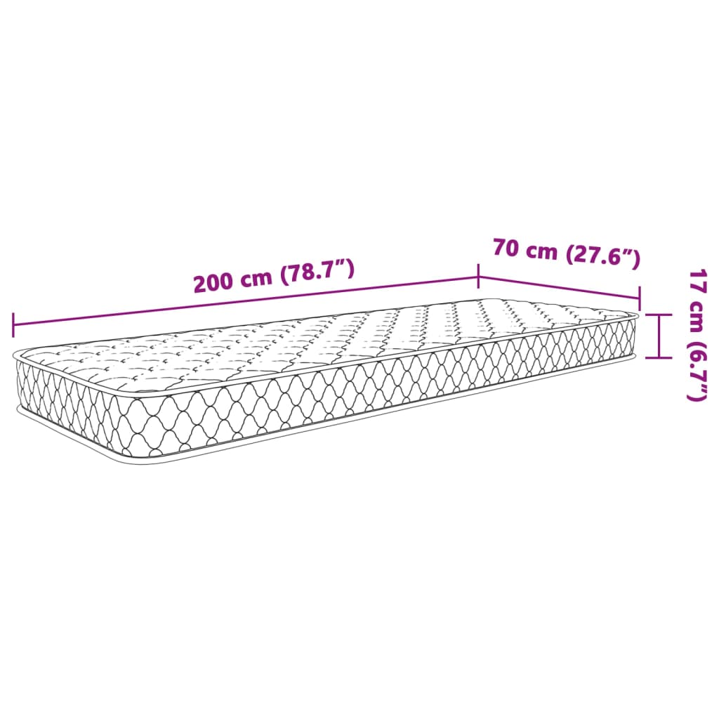 Matelas en mousse à mémoire de forme blanc 70x200x17 cm Matelas vidaXL   