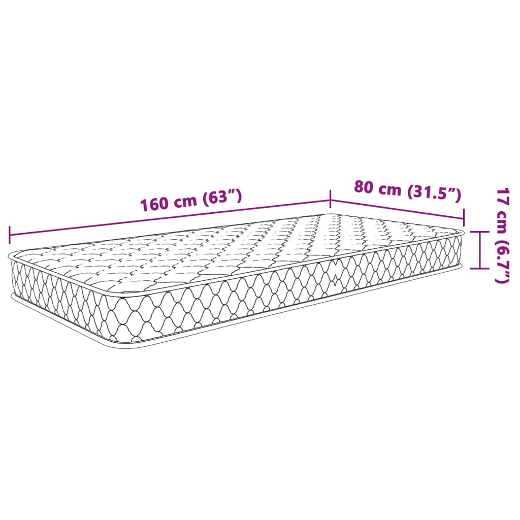 Matelas en mousse à mémoire de forme blanc 80x160x17 cm Matelas vidaXL   