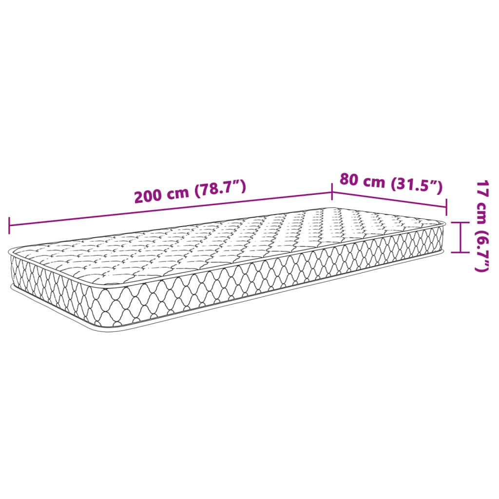 Matelas en mousse à mémoire de forme blanc 80x200x17 cm Matelas vidaXL   