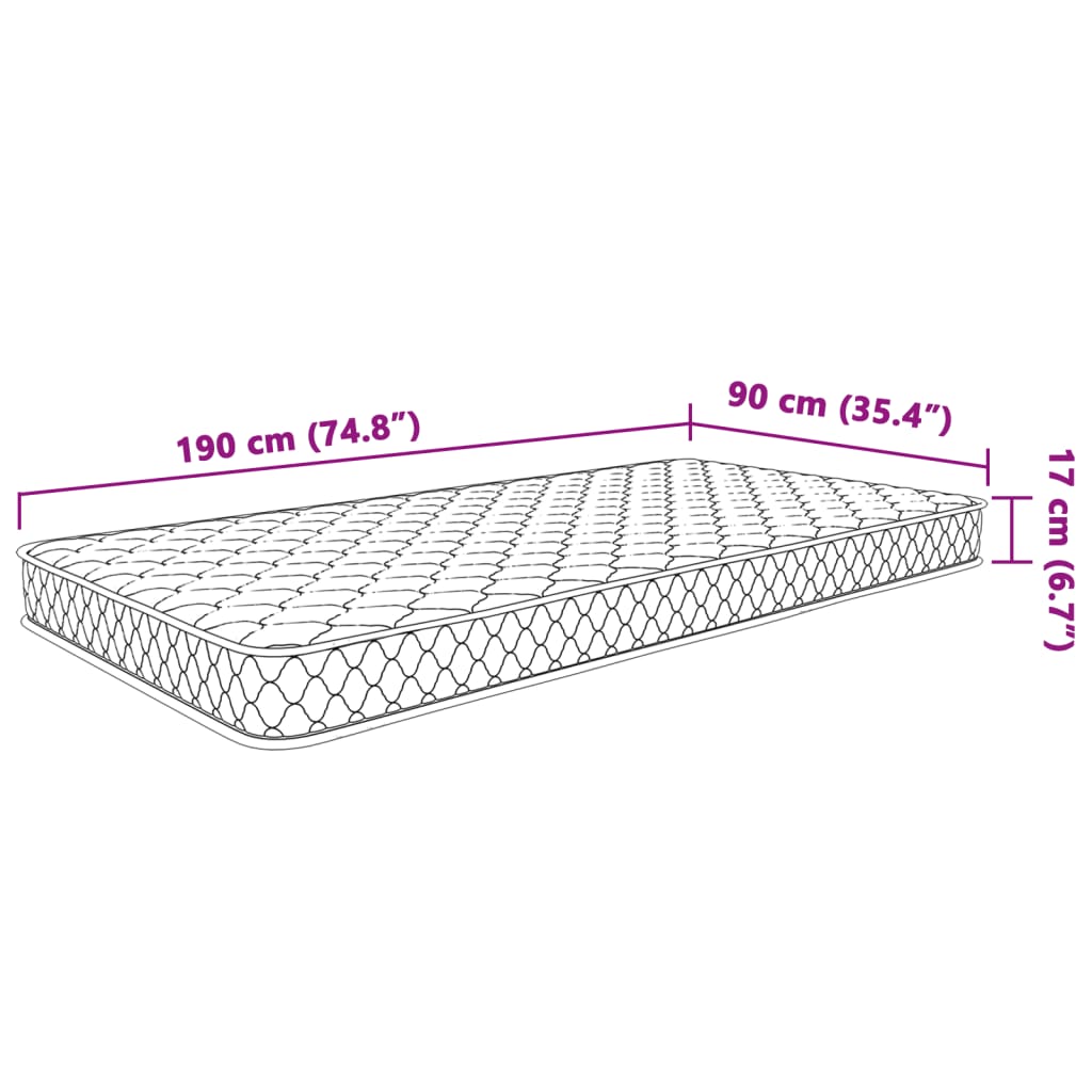 Matelas en mousse à mémoire de forme blanc 90x190x17 cm Matelas vidaXL   