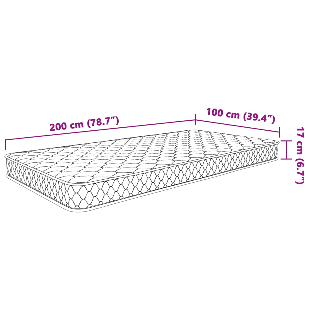 Matelas en mousse à mémoire de forme blanc 100x200x17 cm Matelas vidaXL   